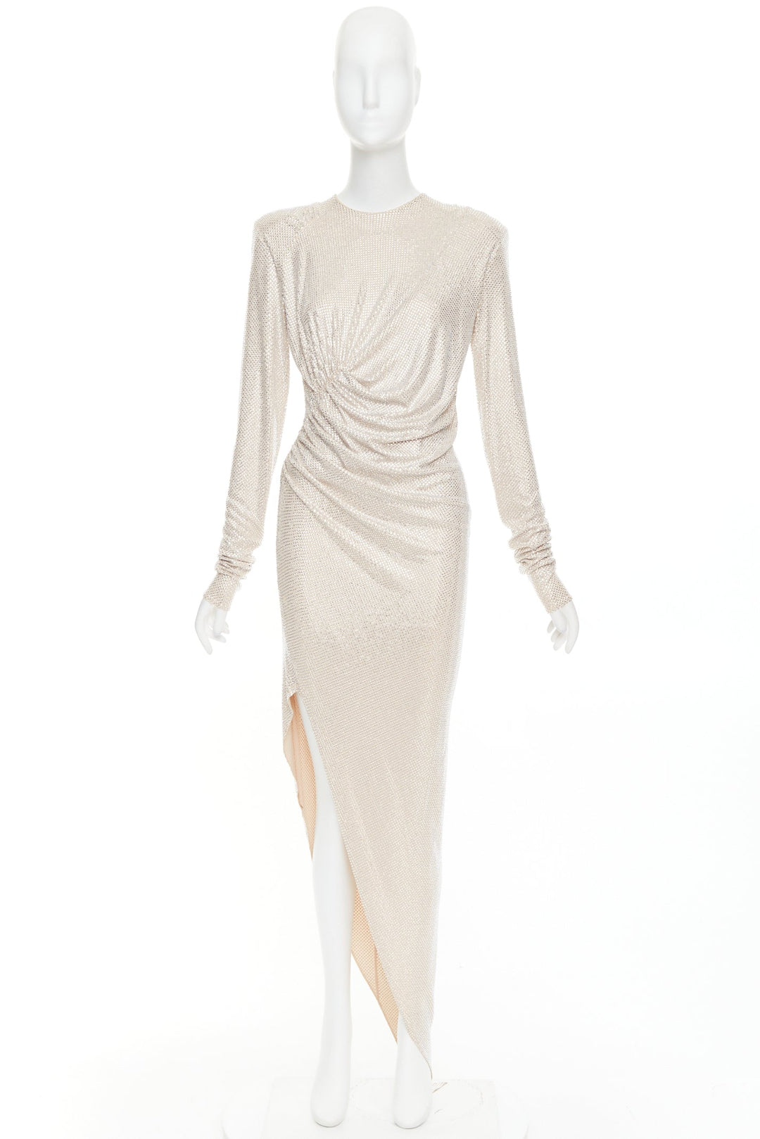 ALEXANDRE VAUTHIER Bridal ivory diamond strass crystal asymmetric draped dress
