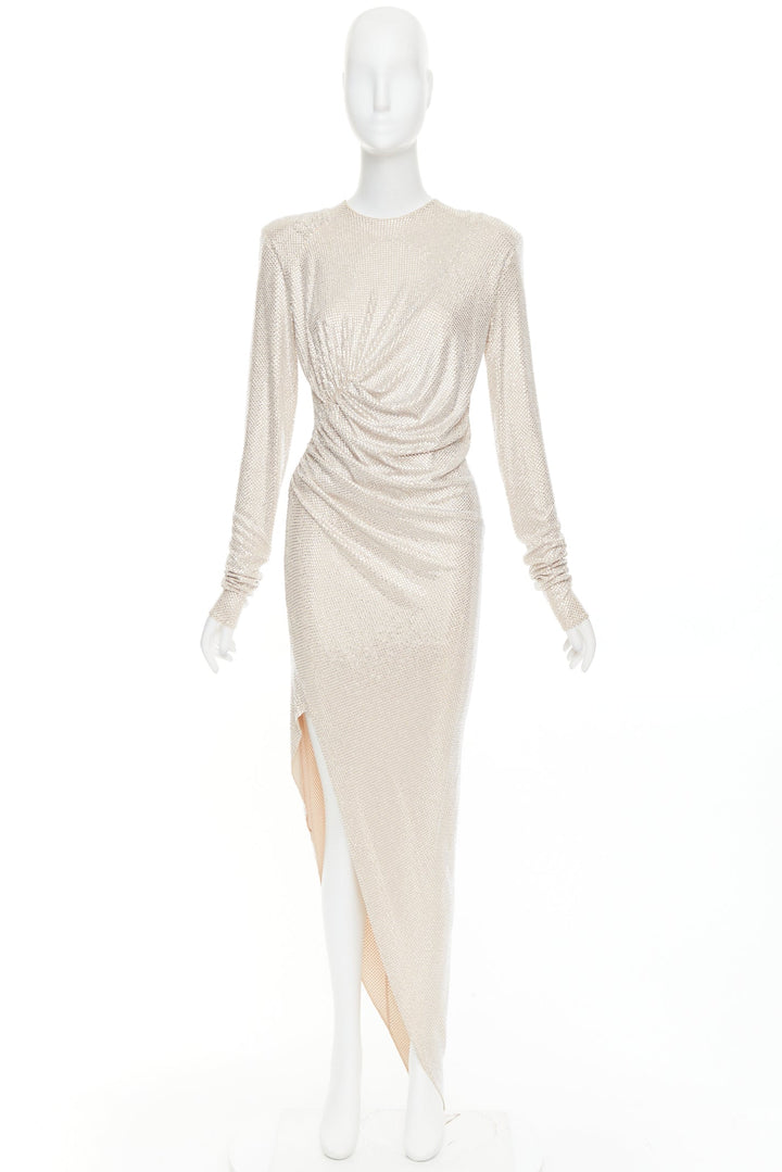ALEXANDRE VAUTHIER Bridal ivory diamond strass crystal asymmetric draped dress