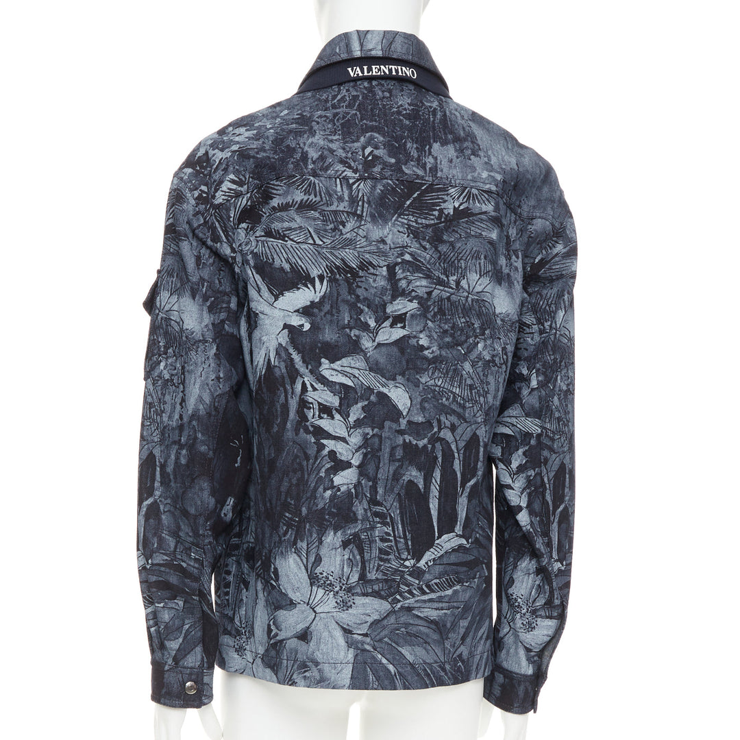 VALENTINO 2020 navy forest animal elephant monkey denim safari jacket IT48 M