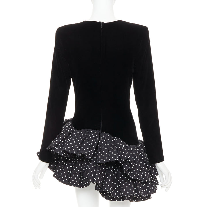 ALEXANDRE VAUTHIER AW2023 Runway black velvet polka dot mini dress