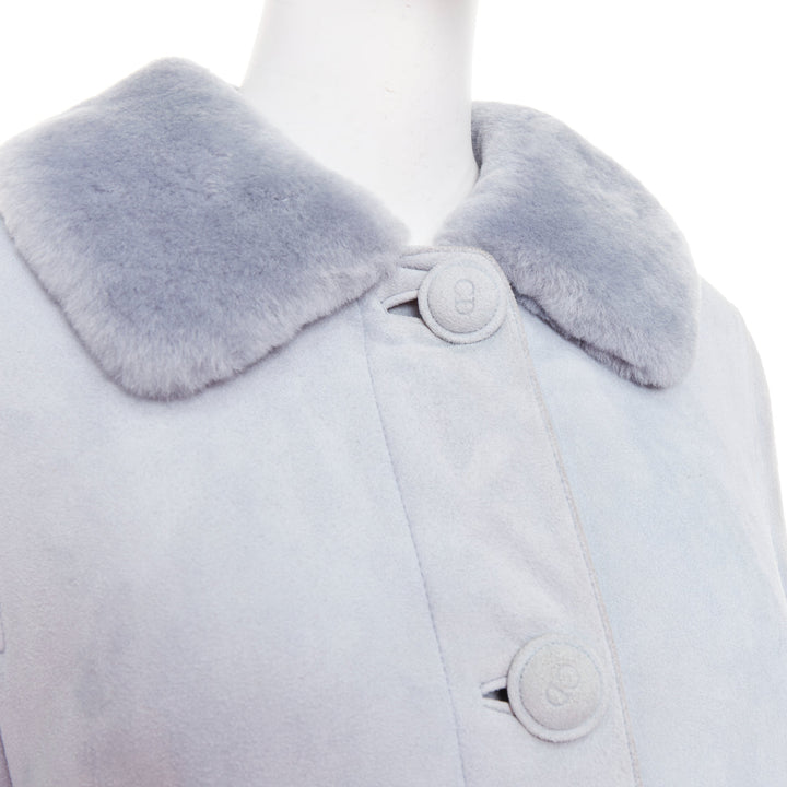 CHRISTIAN DIOR Vintage 2017 John Galliano powder blue dyed rabbit fur coat S