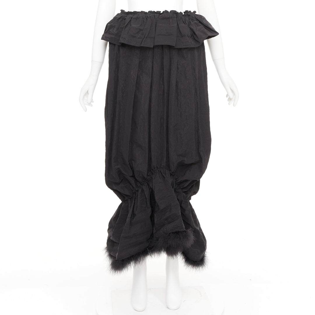 SIMONE ROCHA black cloque paperbag taffeta bubble turkey feather midi skirt UK6