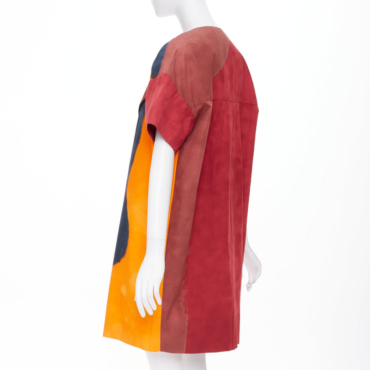 MARNI 2018 painterly abstract colorblock cotton poplin over coat  IT42 M