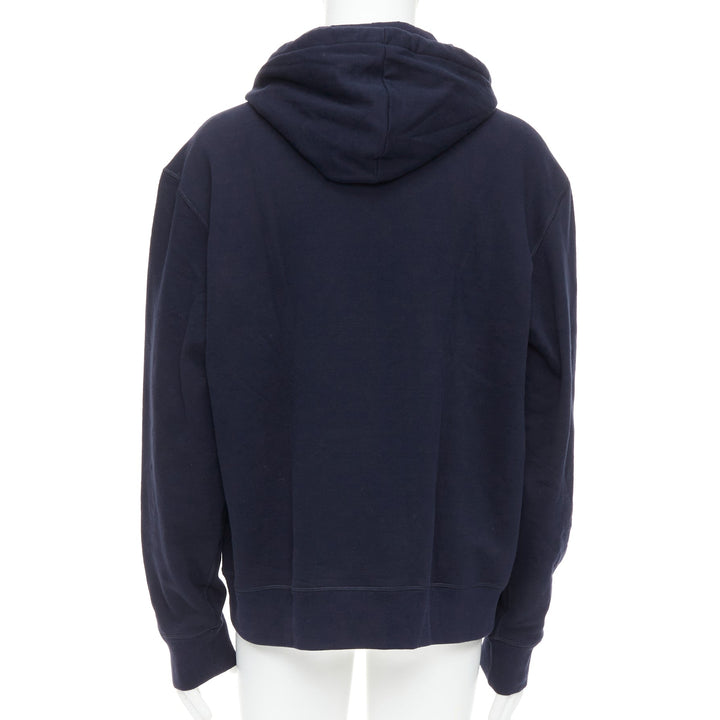 RALPH LAUREN Purple Label navy cotton horse embroidered hoodie XL