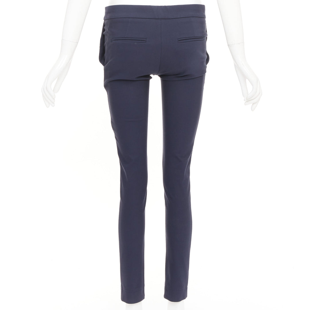 STELLA MCCARTNEY navy cotton blend zip fly tapered cigarette trousers IT 38 XS