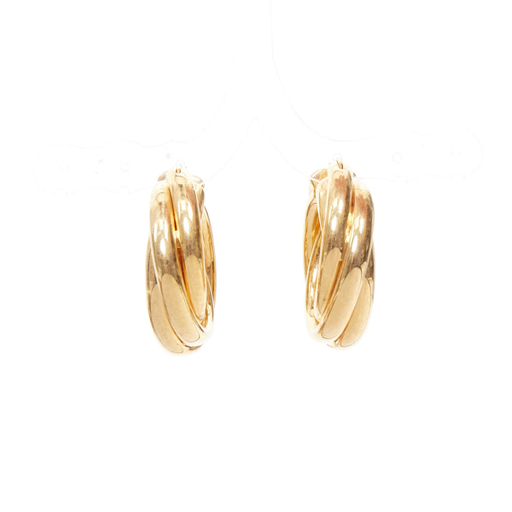 OLD CELINE Phoebe Philo Trinity Twist Swirl gold tone brass hoop earrings Pair