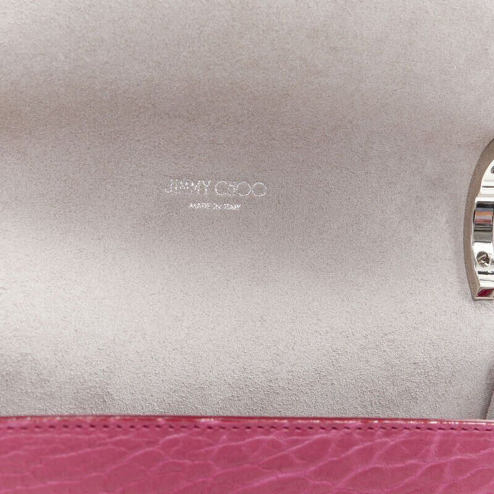 JIMMY CHOO Lockett Petite fuschia pink grainy leather buckle shoulder bag