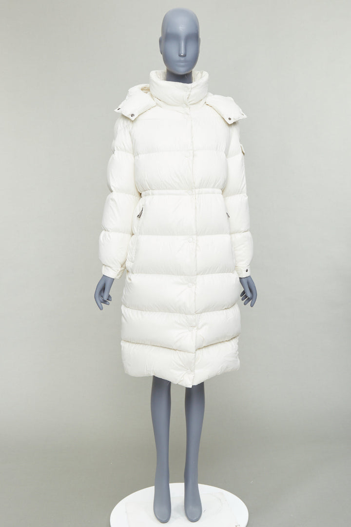 MONCLER Cavettaz Giubbotto off white goose down long puffer coat Sz1