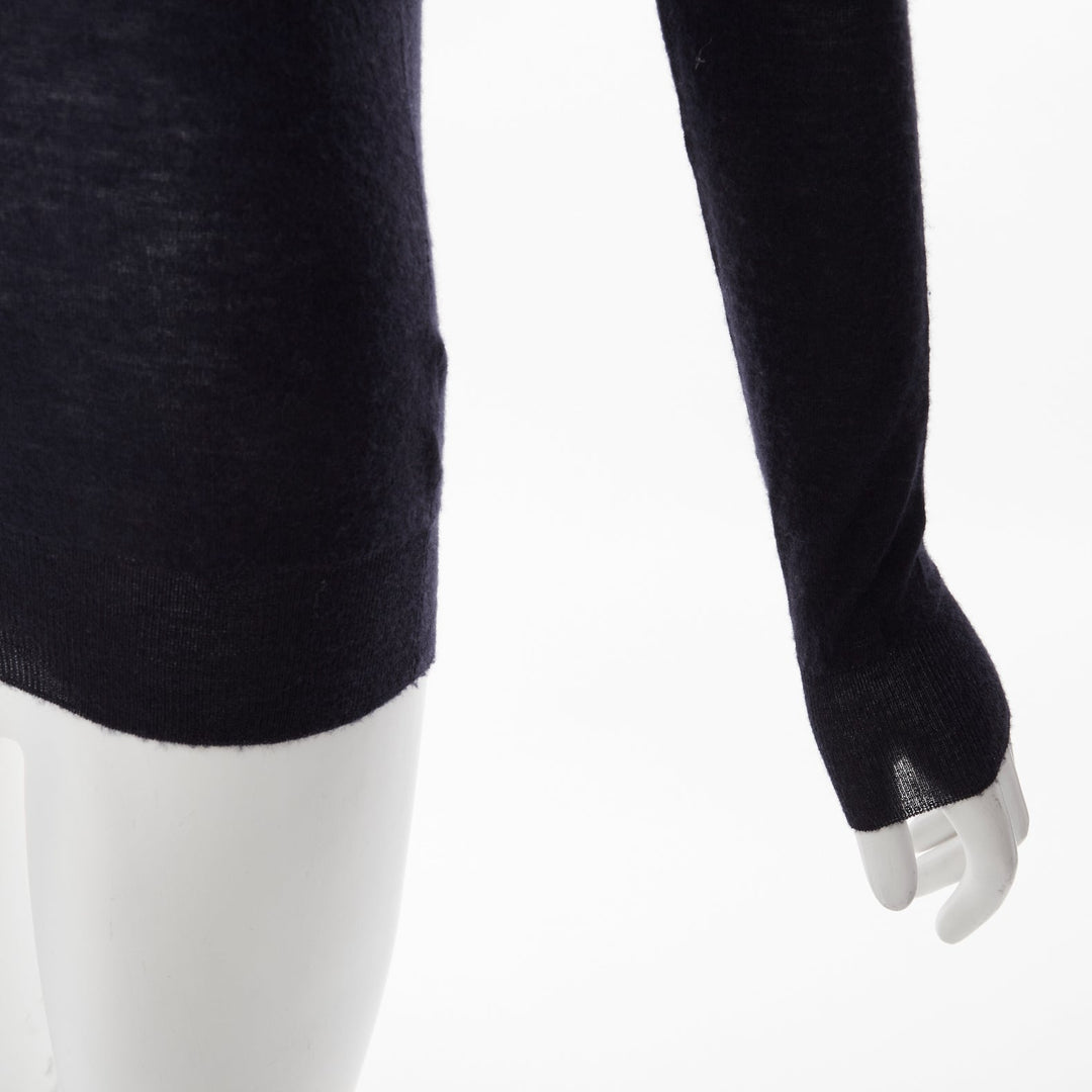 JOSEPH 100% cashmere black semi sheer knit long sleeve vneck casual sweater XS