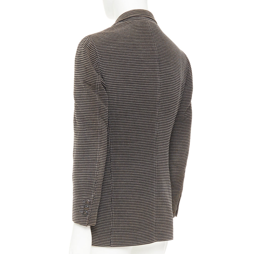 GIORGIO ARMANI brown black cotton blend micro-check 3 pockets blazer  IT46 S