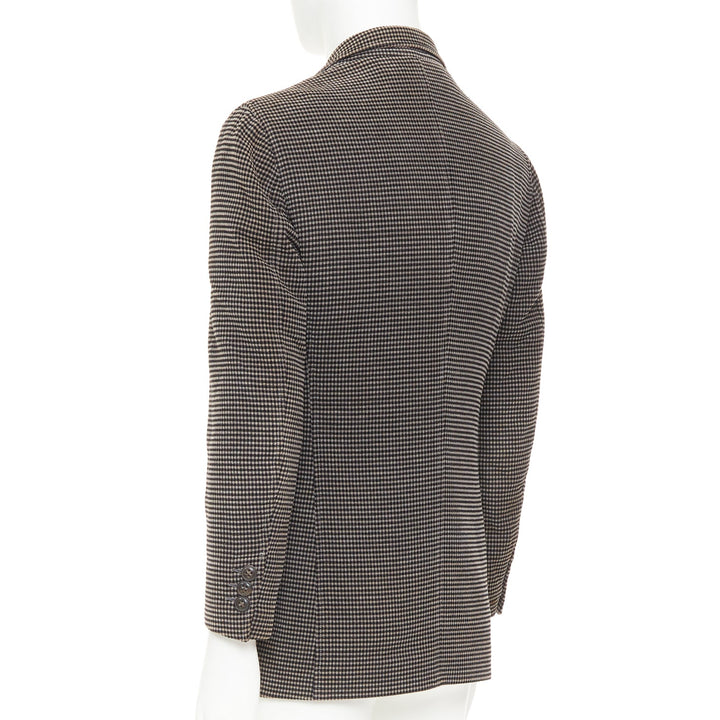 GIORGIO ARMANI brown black cotton blend micro-check 3 pockets blazer  IT46 S