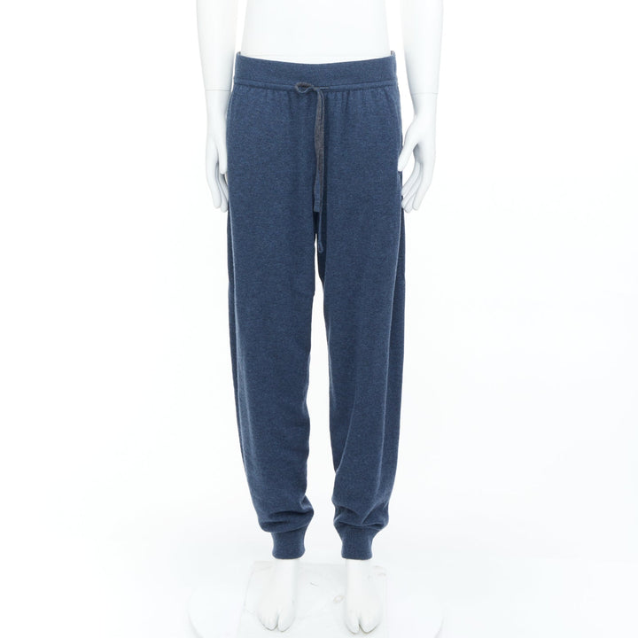 LORO PIANA DUO Reversible double faced cashmere navy grey jogger pants IT58 4XL