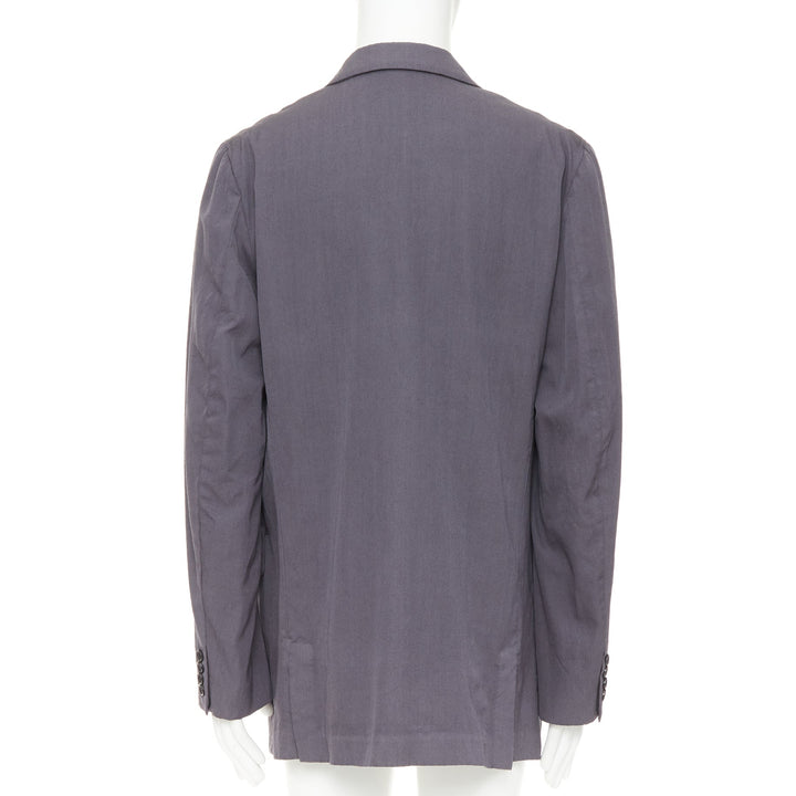 COMME DES GARCONS HOMME DEUX 2024 grey wool flap pockets long-line blazer XL