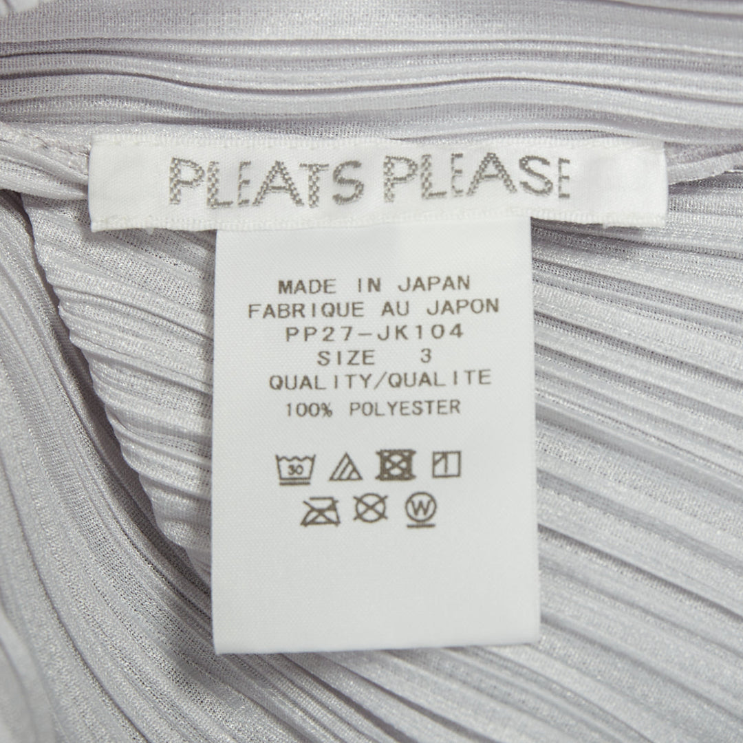 ISSEY MIYAKE Pleats Please grey plisse angular mock neck top JP3 L