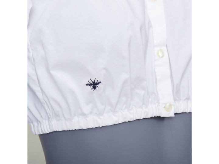 CHRISTIAN DIOR KIDS white cotton blend black bee embroidered crop shirt 12Y XS