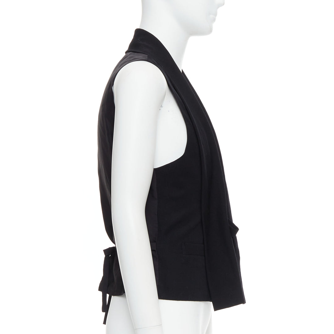 Male mannequin wearing Yohji Yamamoto Black Wool Men Vest in Size  M | Available at JHROP