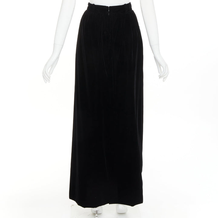 ALEXANDRE VAUTHIER COUTURE SS2025 Runway black velvet high waisted maxi skirt