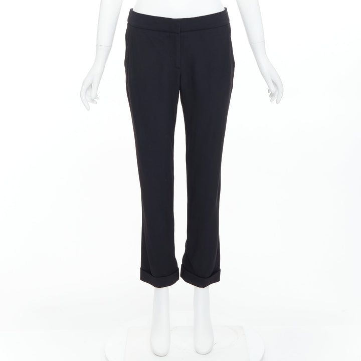 ALEXANDER MCQUEEN 2011 black mid waist flare cropped trousers