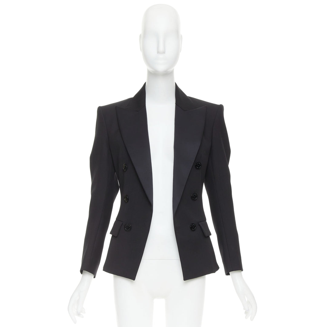 ALEXANDRE VAUTHIER COUTURE SS2021 black grain de poudre satin lapel tux jacket