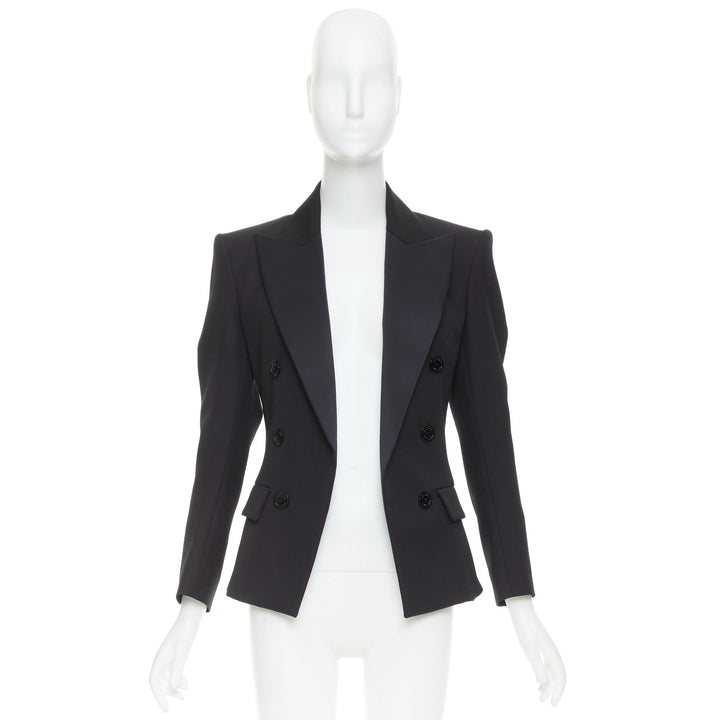 ALEXANDRE VAUTHIER COUTURE SS2021 black grain de poudre satin lapel tux jacket