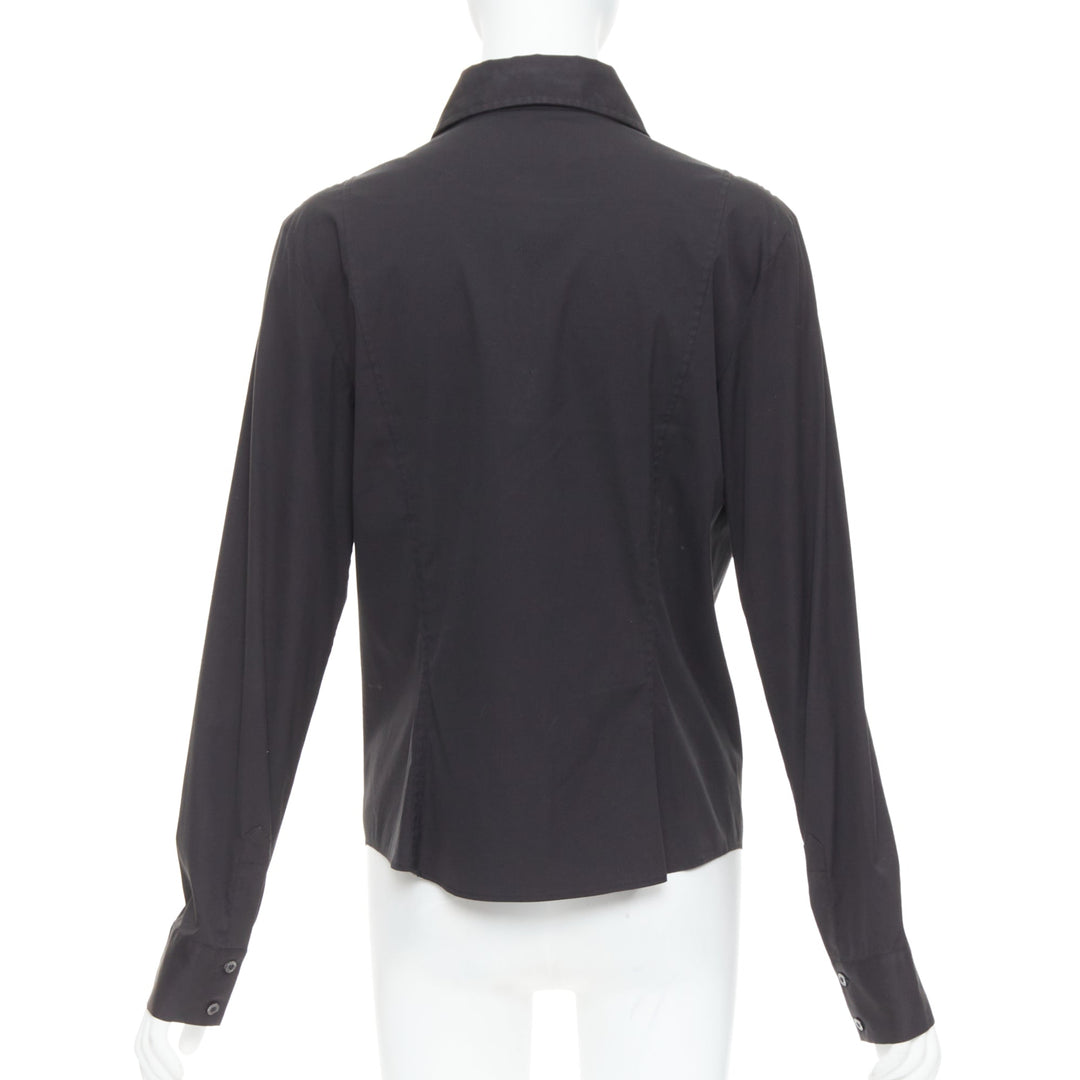 GUCCI Tom Ford 2000 black cotton blend slim fit panelled shirt IT46 XL