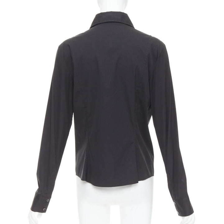 GUCCI Tom Ford 2000 black cotton blend slim fit panelled shirt IT46 XL