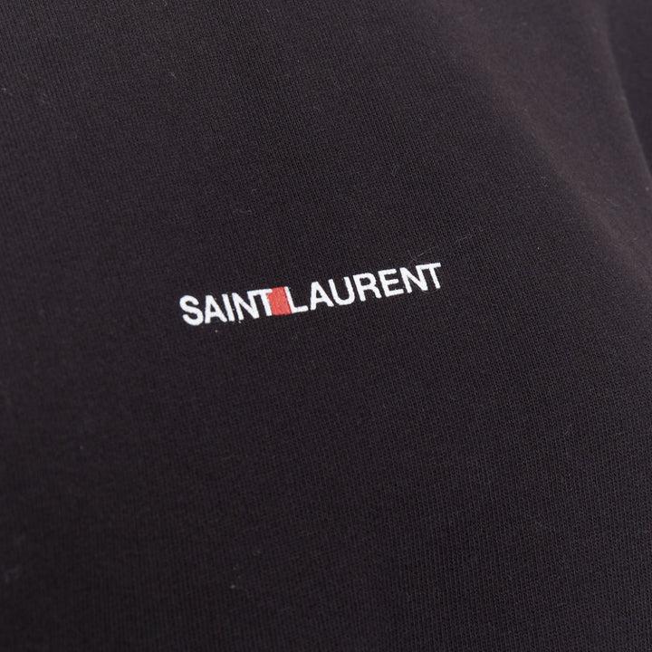 SAINT LAURENT 2016 black cotton vintage logo cropped boxy sweatshirt XS