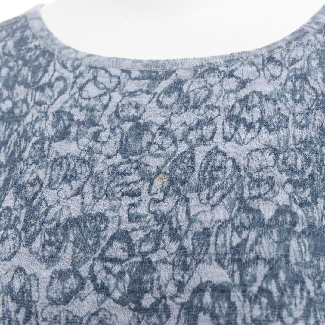 CHANEL 2013 Runway blue floral print  balloon sleeves pullover sweater FR44 2XL
