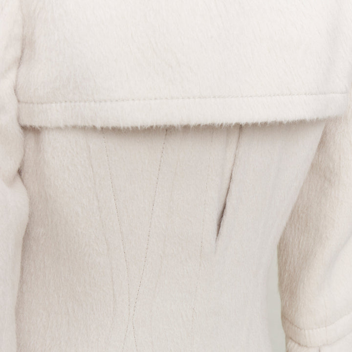 GUCCI 2004 Tom Ford ivory alpaca wool bow front trench inspired coat IT38 XS