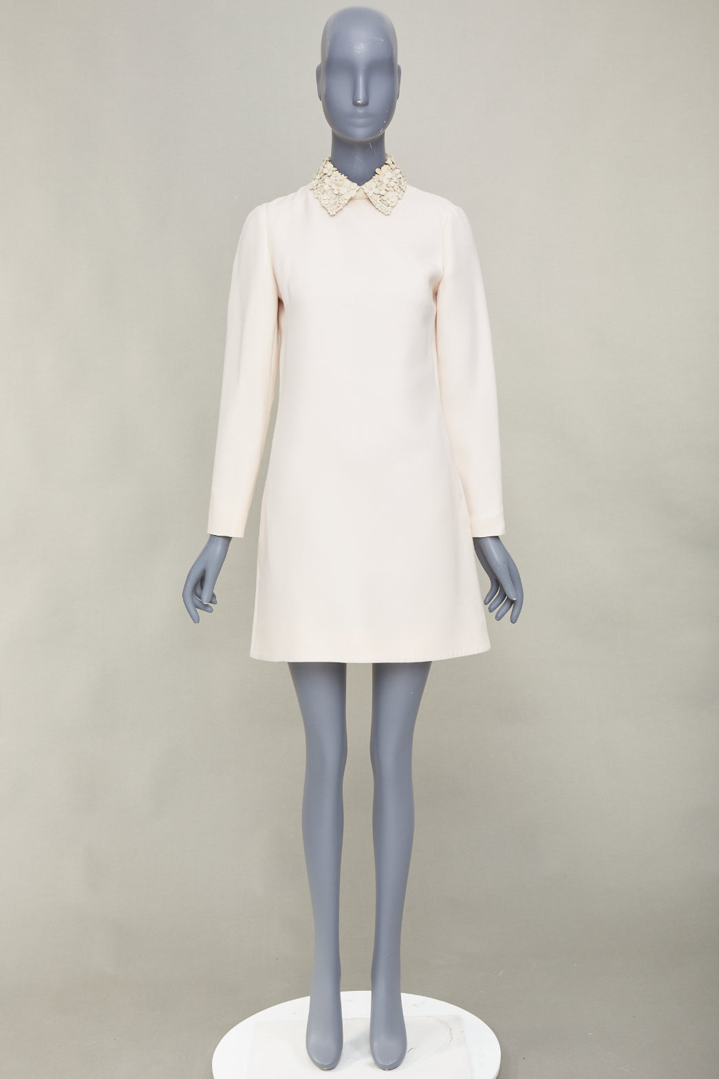 VALENTINO 2014 Bridal Crepe Couture leather petal collar ivory dress IT40 S