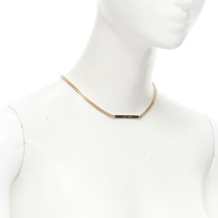 BOTTEGA VENETA gold tone BV ID choker chain necklace