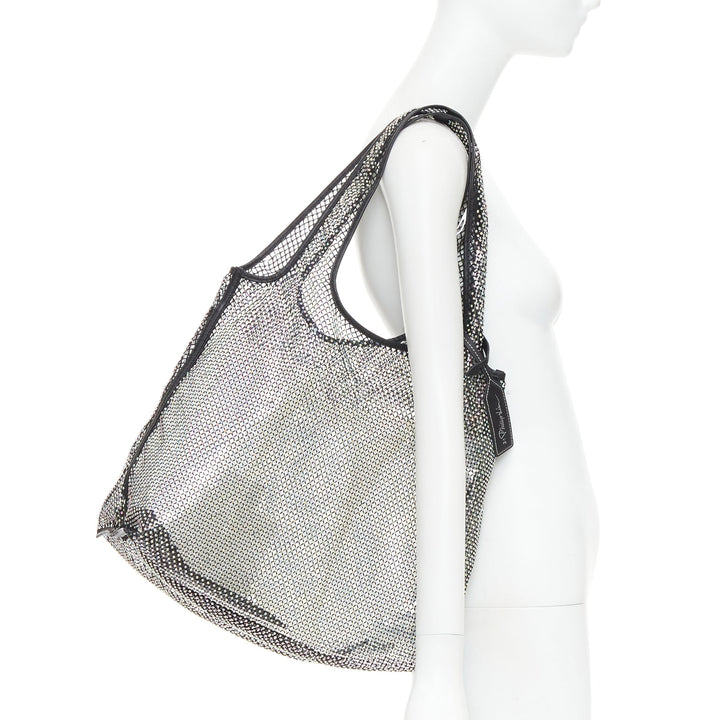 3.1 PHILLIP LIM psychedelic fine crystal mesh PVC lined market tote bag