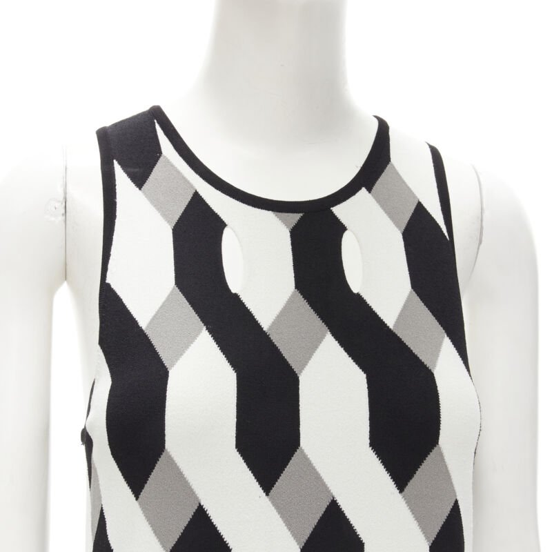 RAG & BONE black grey geometric woven cut out knitted dress S