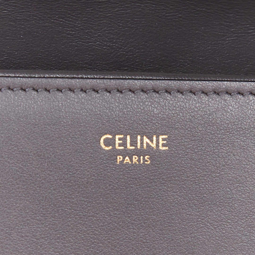 CELINE 2021 Medium Tabou dark grey calfskin leather GHW lock crossbody bag