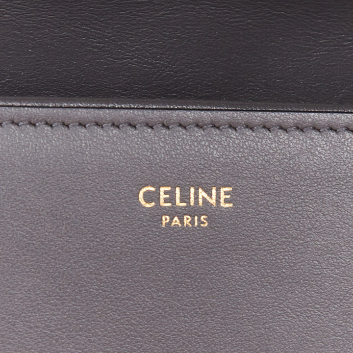 CELINE 2021 Medium Tabou dark grey calfskin leather GHW lock crossbody bag