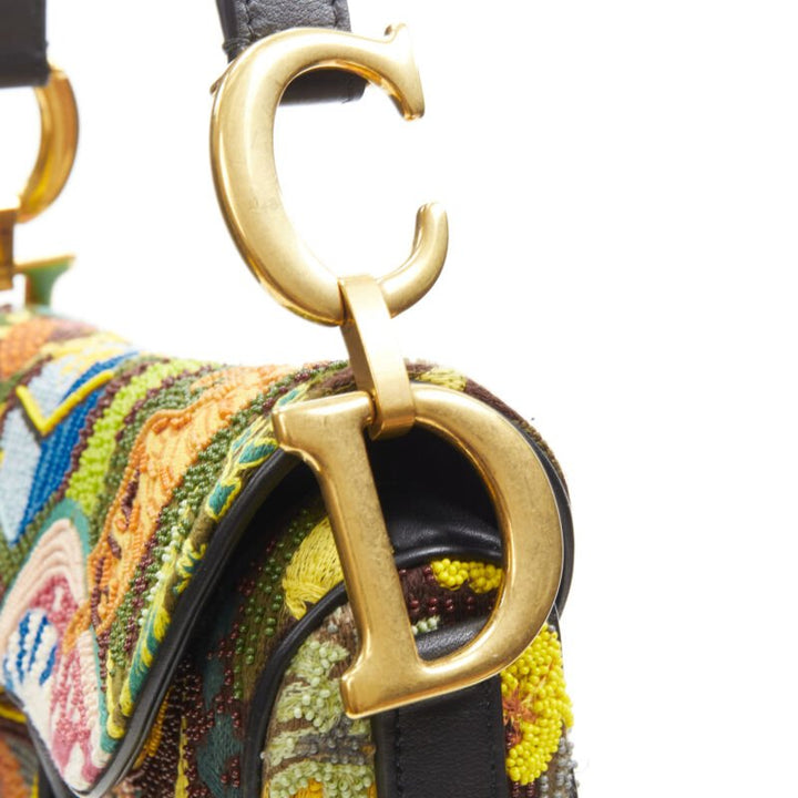 rare CHRISTIAN DIOR 2018 Saddle multi bead embellished shoulder bag