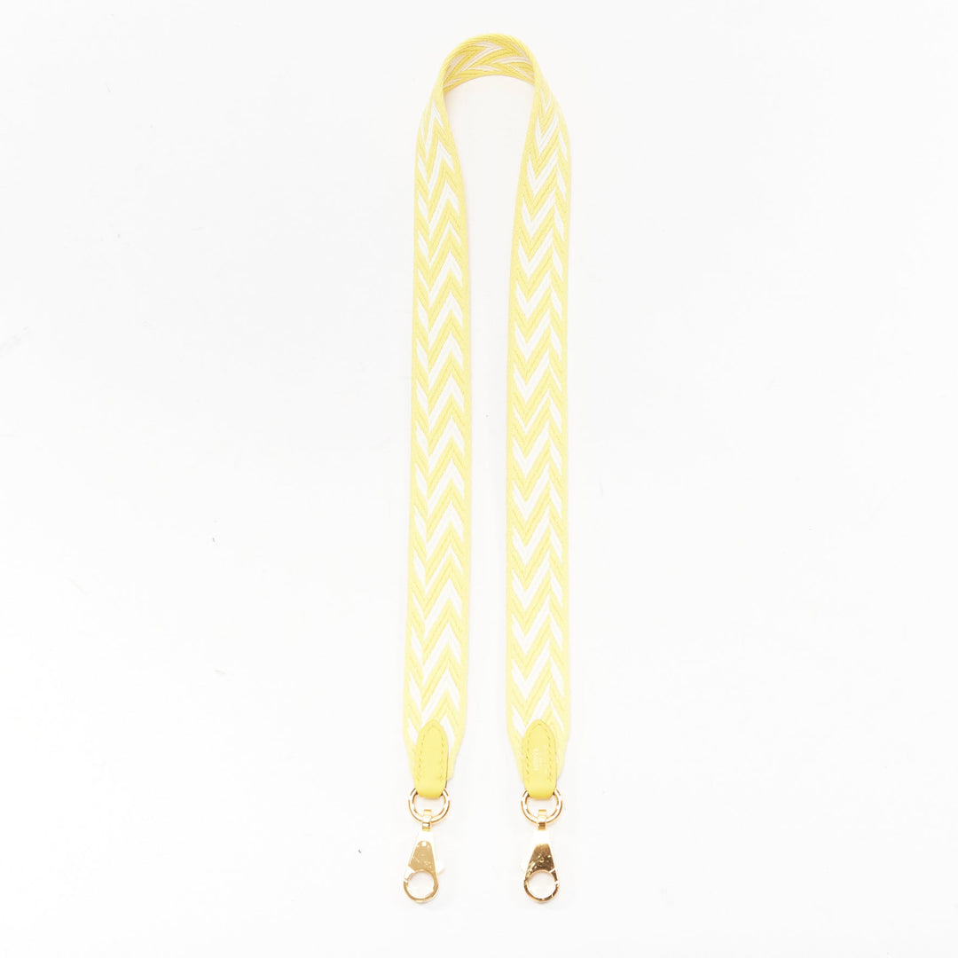 HERMES Sangle Zigzag 25 yellow white chevron stripes  gold hardware bag strap