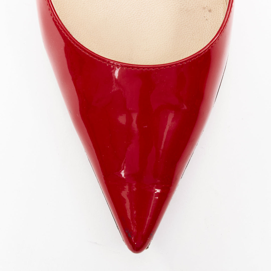 JIMMY CHOO red patent leather pointy toe stiletto heel pump EU39
