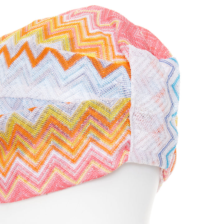 MISSONI 2021 lame viscose multicolor rainbow metallic lurex chevon turban hat