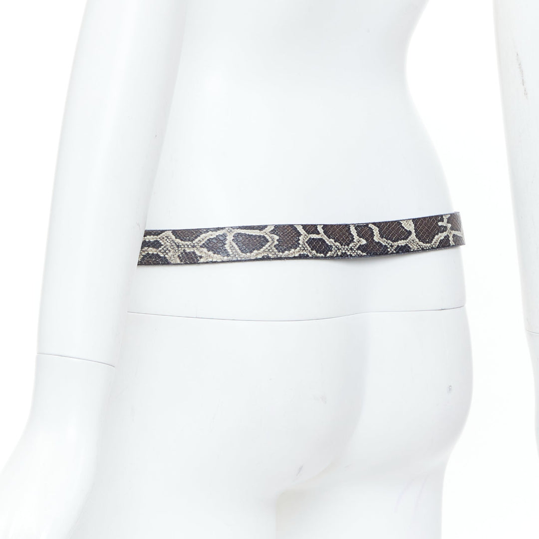 ISABEL MARANT 2021 Zap black embossed calfskin leather skinny loop waist belt S