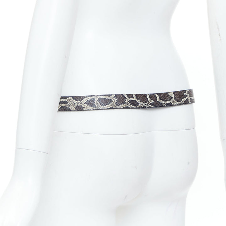 ISABEL MARANT 2021 Zap black embossed calfskin leather skinny loop waist belt S