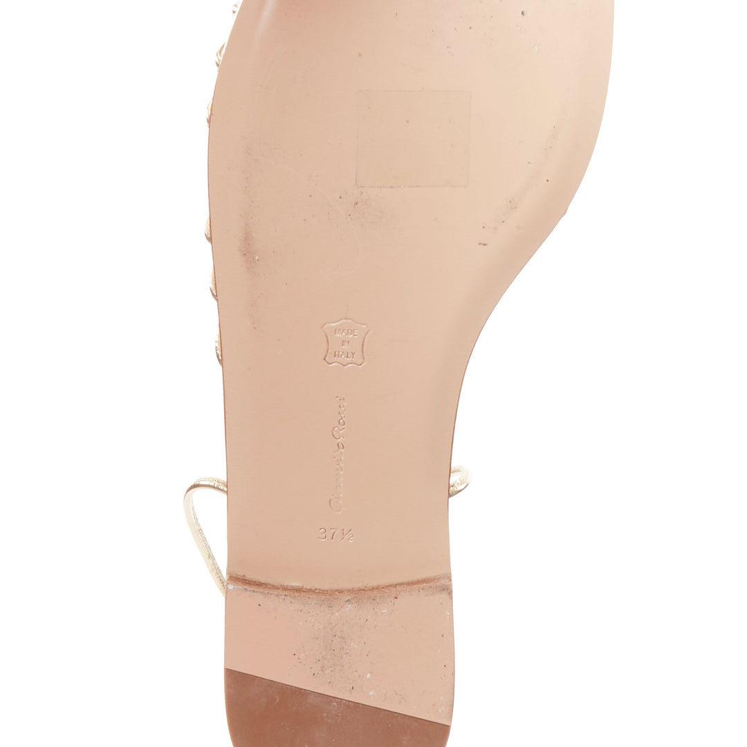 GIANVITO ROSSI Sylvie gold leather strappy flat gladiator sandals EU37.5
