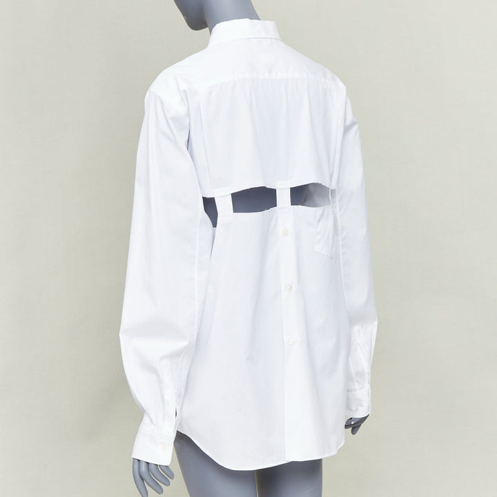 COMME DES GARCONS BLACK 2023 white cotton raw edge cut out long sleeve shirt L