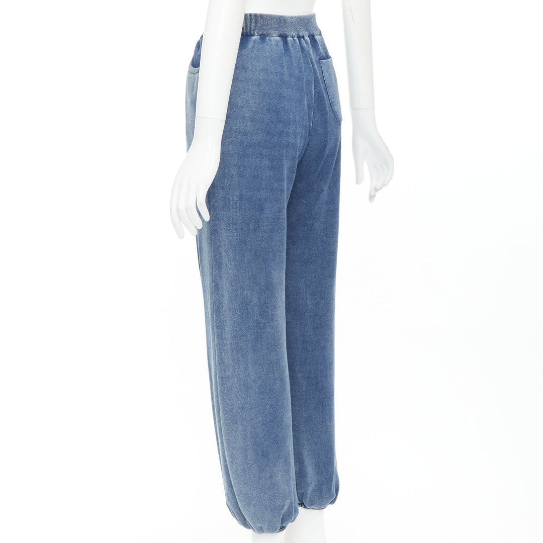 CHLOE blue white faded wash cotton blend relaxed jogger pants M