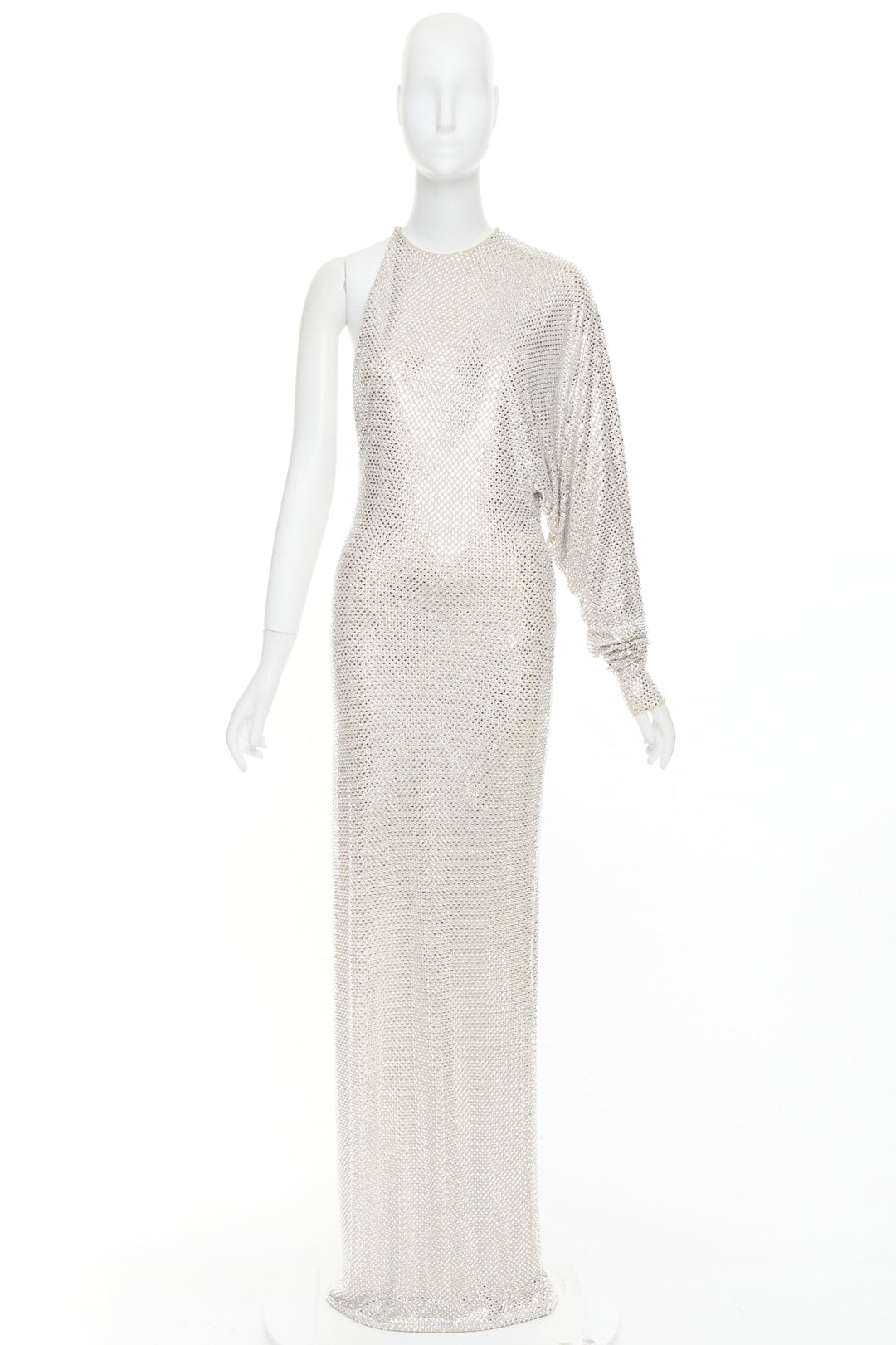 ALEXANDRE VAUTHIER Bridal ivory diamond strass crystal asymmetric batwing gown
