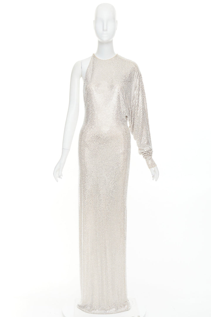 ALEXANDRE VAUTHIER Bridal ivory diamond strass crystal asymmetric batwing gown