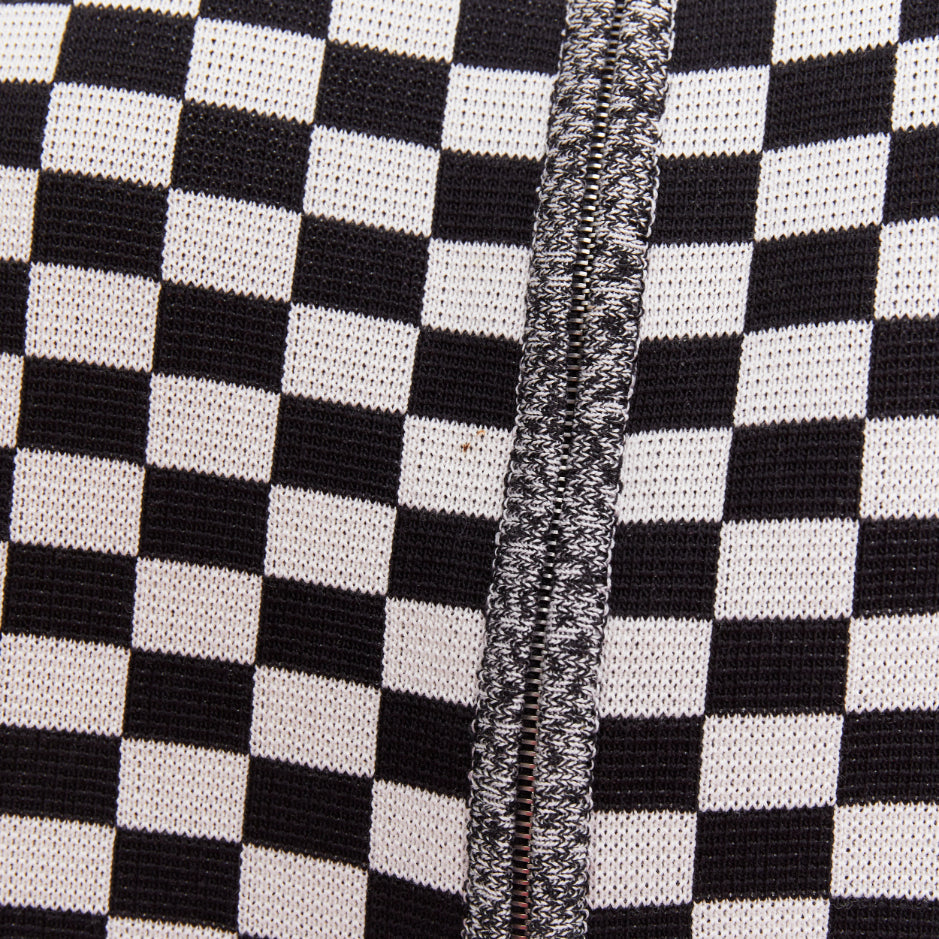 CHRISTIAN DIOR 2018 J'ADior black checkered silk cotton zip up jacket FR38 M