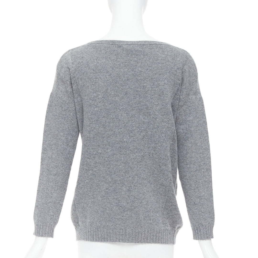 PRADA grey bateau neck panelled crop sleeves sweater