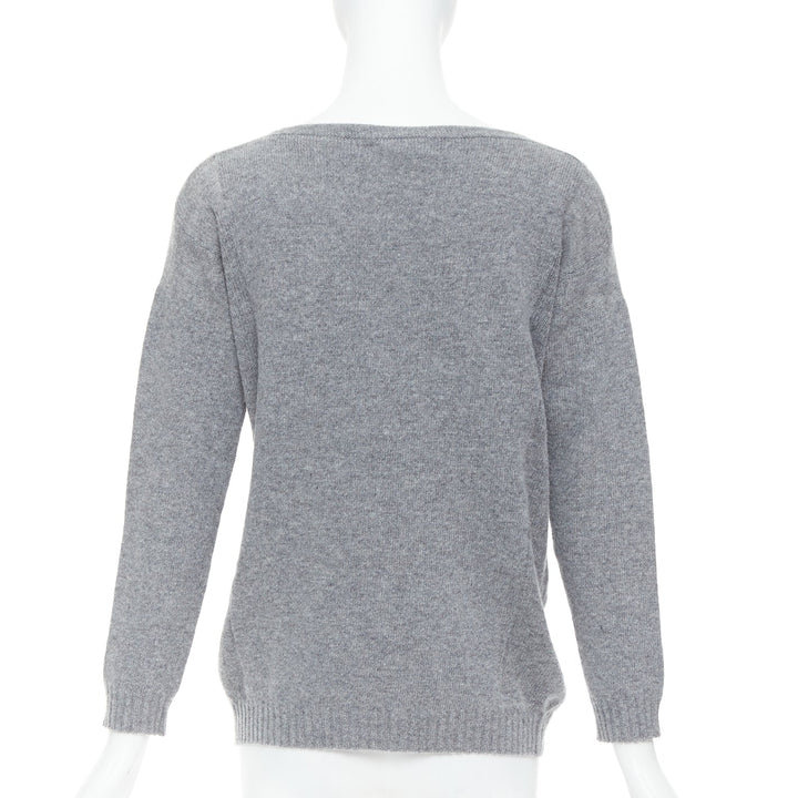 PRADA grey bateau neck panelled crop sleeves sweater