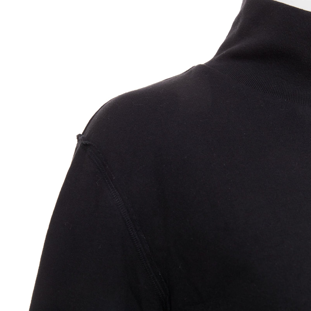 BALENCIAGA Demna 2020 black fleece lined distressed inside out turtleneck top M